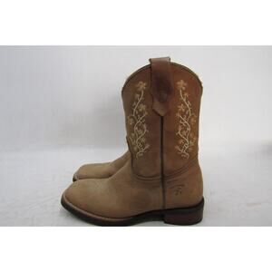 Dark Ranch Little Kids Youth 13.5 M Brown Leather Floral Cowboy Western Boots